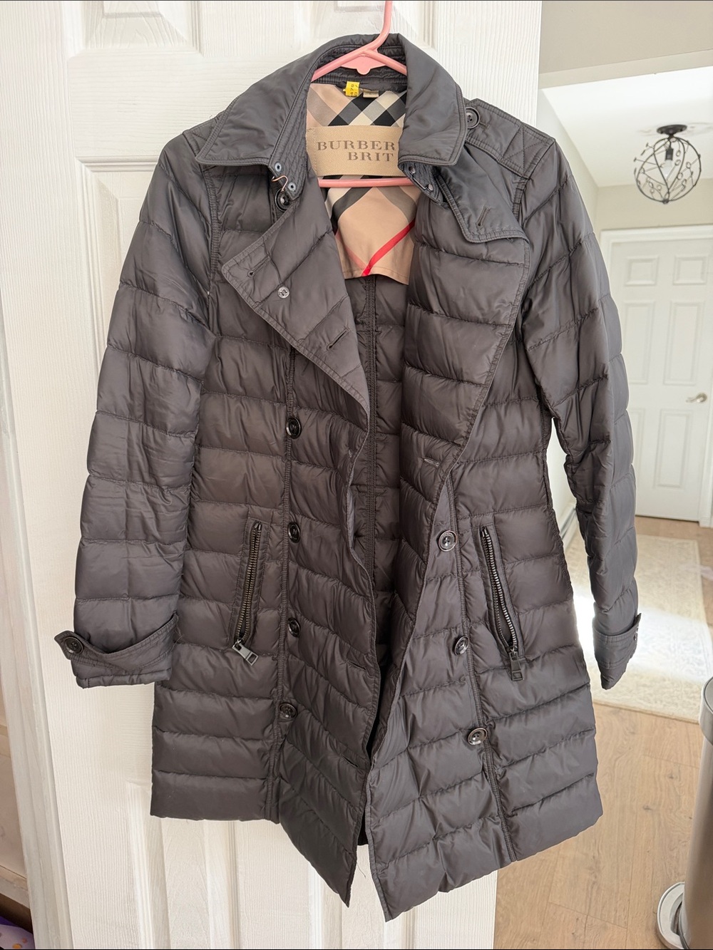 Burberry Quilted Puffer Coat in Charcoal